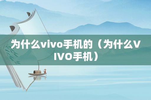 为什么vivo手机的（为什么VIVO手机）