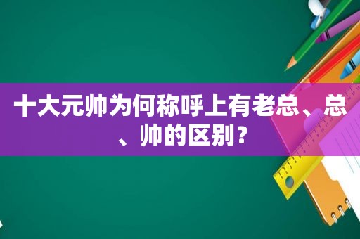 十大元帅为何称呼上有老总、总、帅的区别？