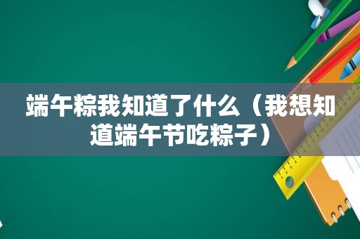 端午粽我知道了什么（我想知道端午节吃粽子）