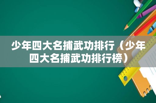 少年四大名捕武功排行（少年四大名捕武功排行榜）