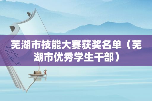 芜湖市技能大赛获奖名单（芜湖市优秀学生干部）