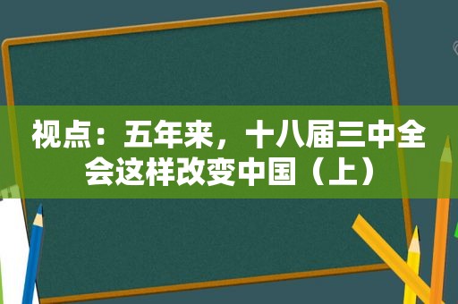 视点：五年来，十八届三中全会这样改变中国（上）