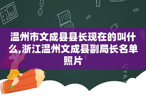 温州市文成县县长现在的叫什么,浙江温州文成县副局长名单照片