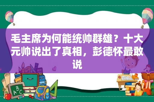 毛主席为何能统帅群雄？十大元帅说出了真相，彭德怀最敢说