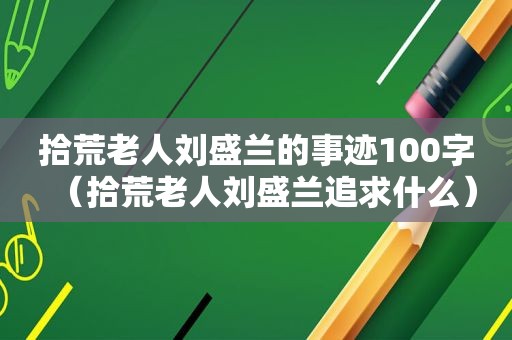 拾荒老人刘盛兰的事迹100字（拾荒老人刘盛兰追求什么）