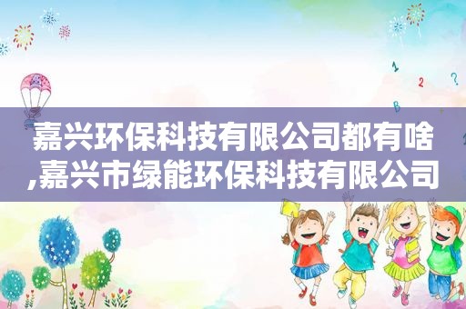 嘉兴环保科技有限公司都有啥,嘉兴市绿能环保科技有限公司