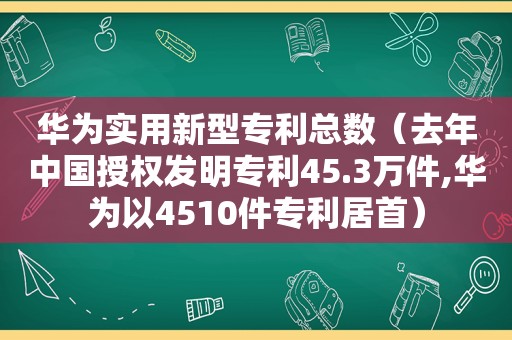 华为实用新型专利总数（去年中国授权发明专利45.3万件,华为以4510件专利居首）