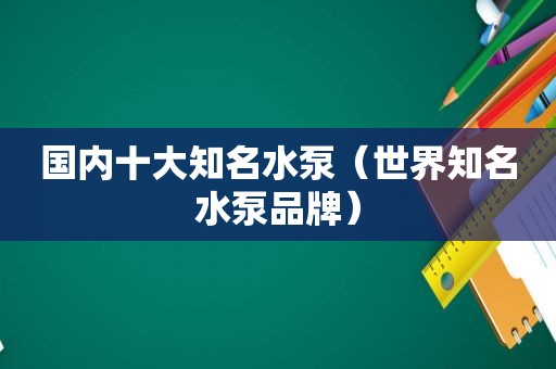 国内十大知名水泵（世界知名水泵品牌）