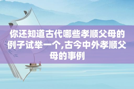 你还知道古代哪些孝顺父母的例子试举一个,古今中外孝顺父母的事例