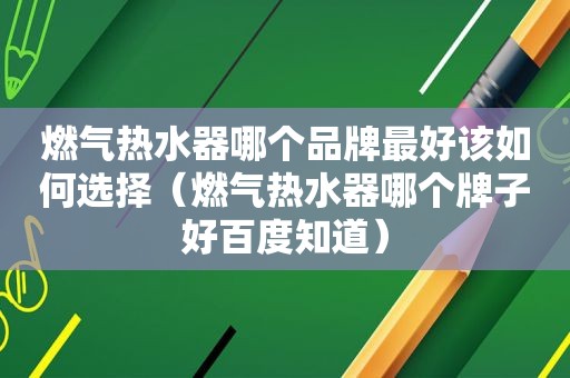 燃气热水器哪个品牌最好该如何选择（燃气热水器哪个牌子好百度知道）