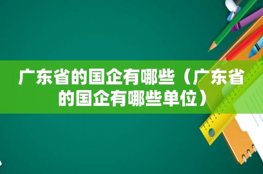 广东省的国企有哪些（广东省的国企有哪些单位）