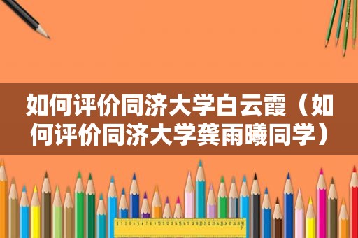 如何评价同济大学白云霞（如何评价同济大学龚雨曦同学）