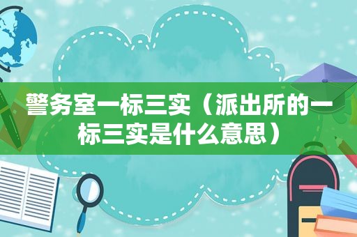 警务室一标三实（派出所的一标三实是什么意思）