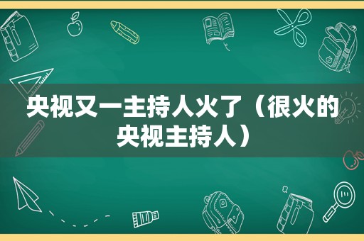 央视又一主持人火了（很火的央视主持人）