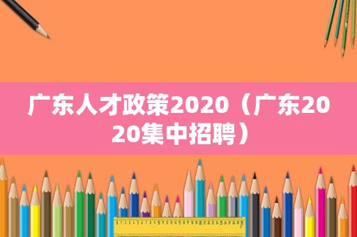 广东人才政策2020（广东2020集中招聘）