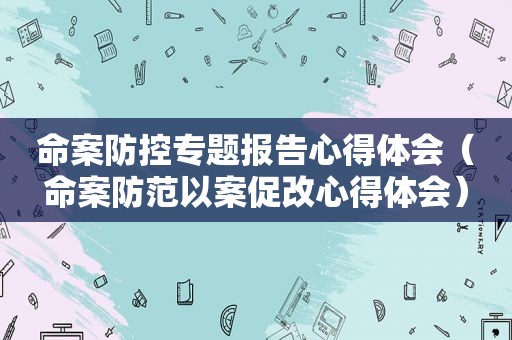 命案防控专题报告心得体会（命案防范以案促改心得体会）