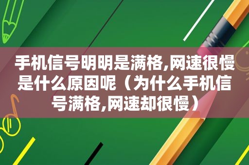 手机信号明明是满格,网速很慢是什么原因呢（为什么手机信号满格,网速却很慢）