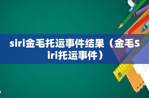 siri金毛托运事件结果（金毛Siri托运事件）