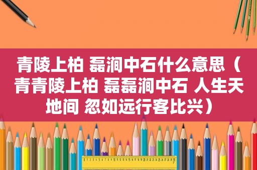 青陵上柏 磊涧中石什么意思（青青陵上柏 磊磊涧中石 人生天地间 忽如远行客比兴）