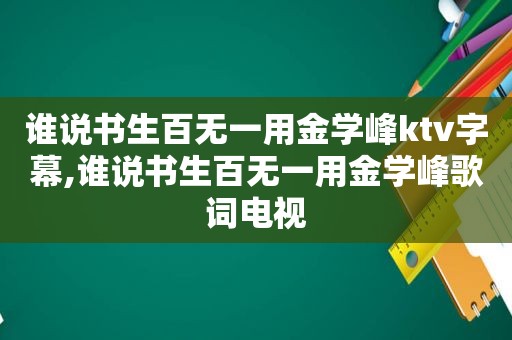 谁说书生百无一用金学峰ktv字幕,谁说书生百无一用金学峰歌词电视