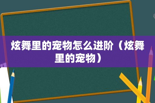 炫舞里的宠物怎么进阶（炫舞里的宠物）