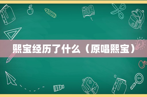 熙宝经历了什么（原唱熙宝）