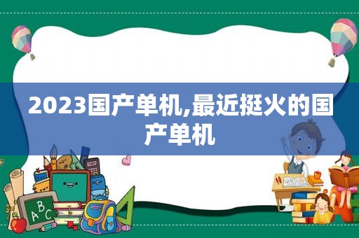 2023国产单机,最近挺火的国产单机