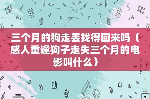 三个月的狗走丢找得回来吗（感人重逢狗子走失三个月的电影叫什么）