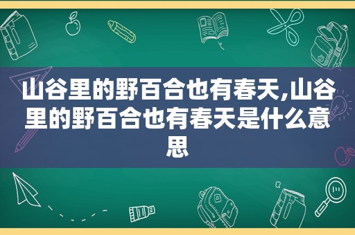 山谷里的野百合也有春天,山谷里的野百合也有春天是什么意思