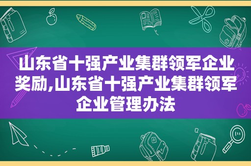 山东省十强产业集群领军企业奖励,山东省十强产业集群领军企业管理办法