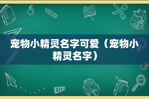 宠物小精灵名字可爱（宠物小精灵名字）