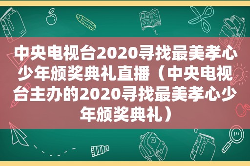 中央电视台2020寻找最美孝心少年颁奖典礼直播（中央电视台主办的2020寻找最美孝心少年颁奖典礼）