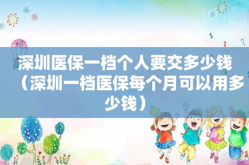 深圳医保一档个人要交多少钱（深圳一档医保每个月可以用多少钱）  第1张