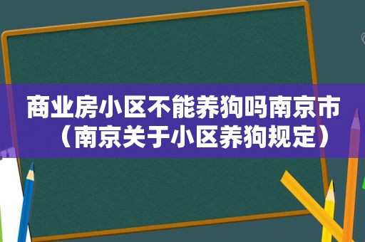 商业房小区不能养狗吗南京市（南京关于小区养狗规定）