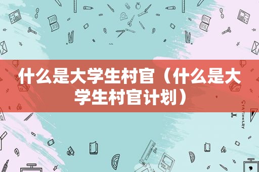 什么是大学生村官（什么是大学生村官计划）