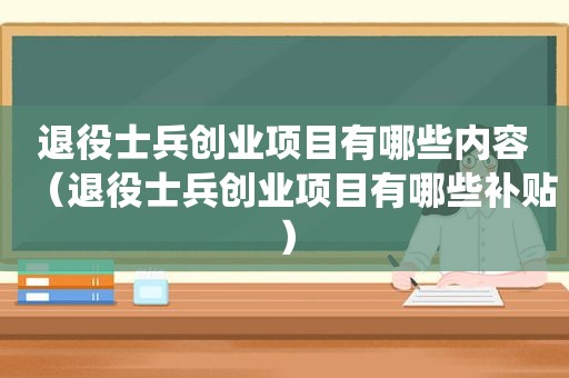 退役士兵创业项目有哪些内容（退役士兵创业项目有哪些补贴）