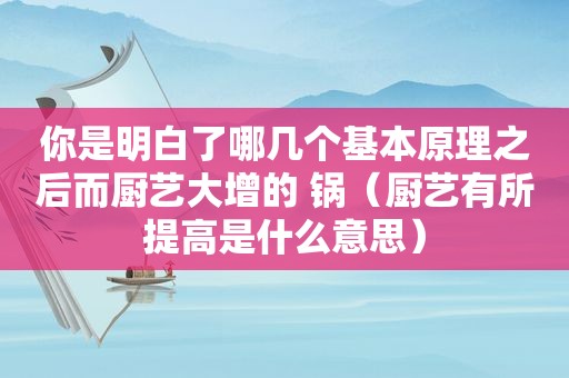 你是明白了哪几个基本原理之后而厨艺大增的 锅（厨艺有所提高是什么意思）