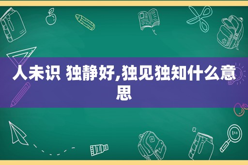 人未识 独静好,独见独知什么意思