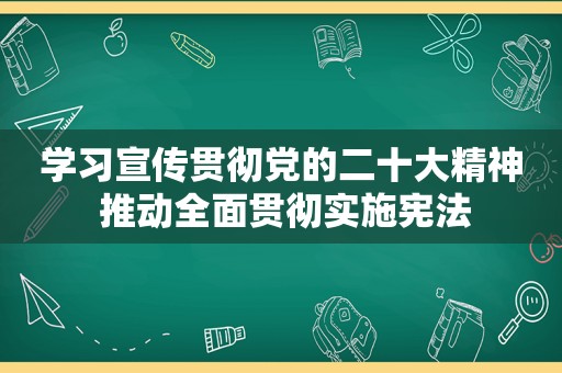 学习宣传贯彻党的二十大精神 推动全面贯彻实施宪法