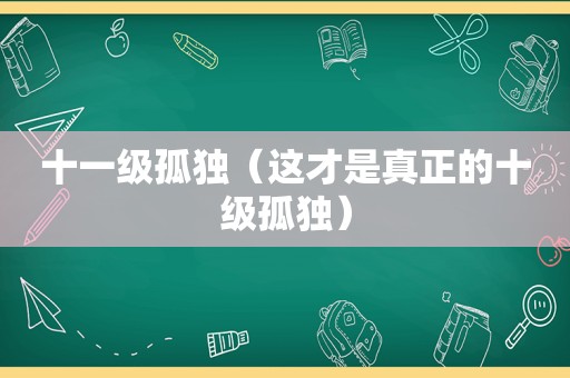 十一级孤独（这才是真正的十级孤独）