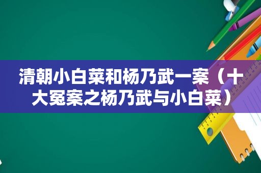 清朝小白菜和杨乃武一案（十大冤案之杨乃武与小白菜）