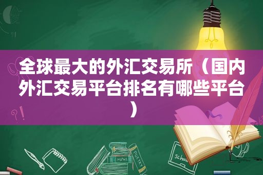 全球最大的外汇交易所（国内外汇交易平台排名有哪些平台）