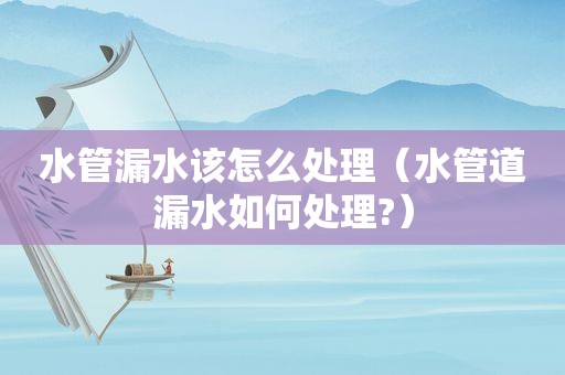 水管漏水该怎么处理（水管道漏水如何处理?）