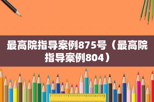 最高院指导案例875号（最高院指导案例804）