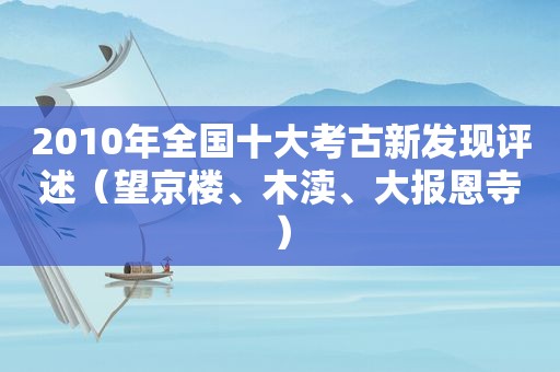 2010年全国十大考古新发现评述（望京楼、木渎、大报恩寺）