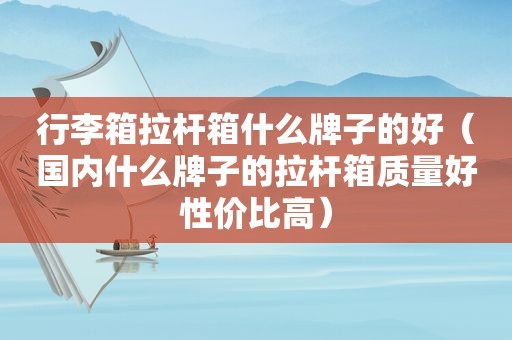 行李箱拉杆箱什么牌子的好（国内什么牌子的拉杆箱质量好性价比高）  第1张