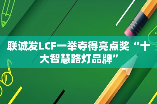 联诚发LCF一举夺得亮点奖“十大智慧路灯品牌”