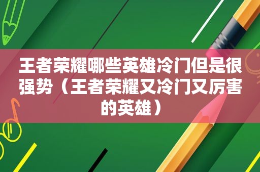 王者荣耀哪些英雄冷门但是很强势（王者荣耀又冷门又厉害的英雄）