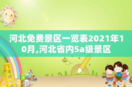 河北免费景区一览表2021年10月,河北省内5a级景区