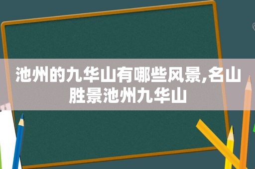 池州的九华山有哪些风景,名山胜景池州九华山